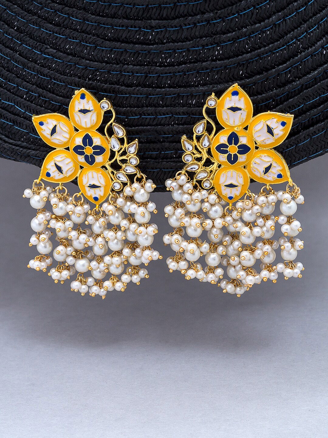 

Golden Peacock Gold-Plated Floral Drop Earrings
