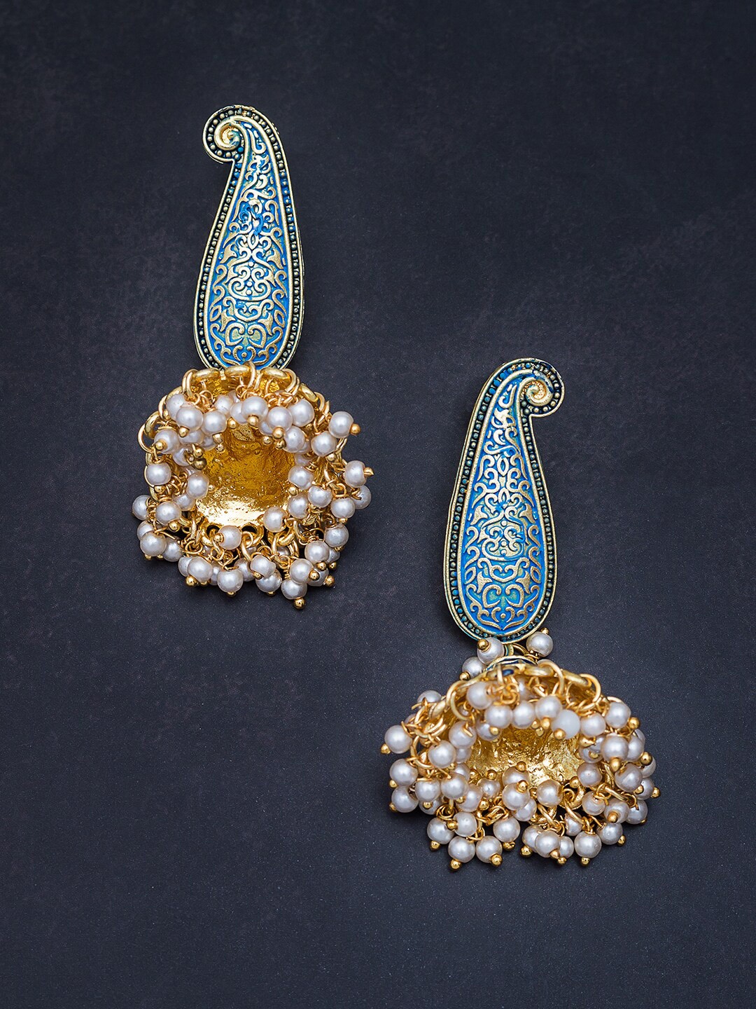 

Golden Peacock Gold-Plated Dome Shaped Jhumkas Earrings