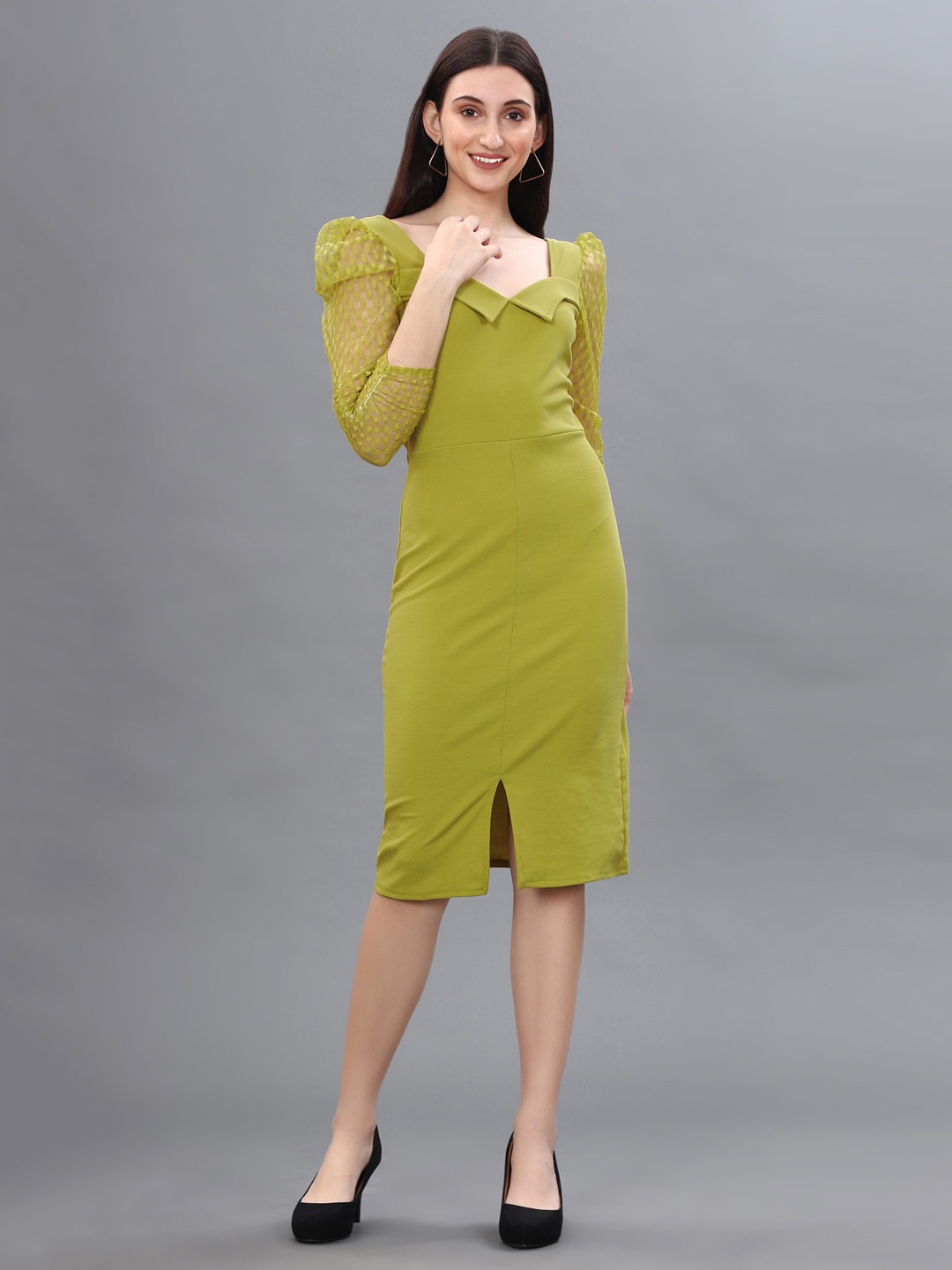 

Selvia Sweetheart Neck Sheath Dress, Green