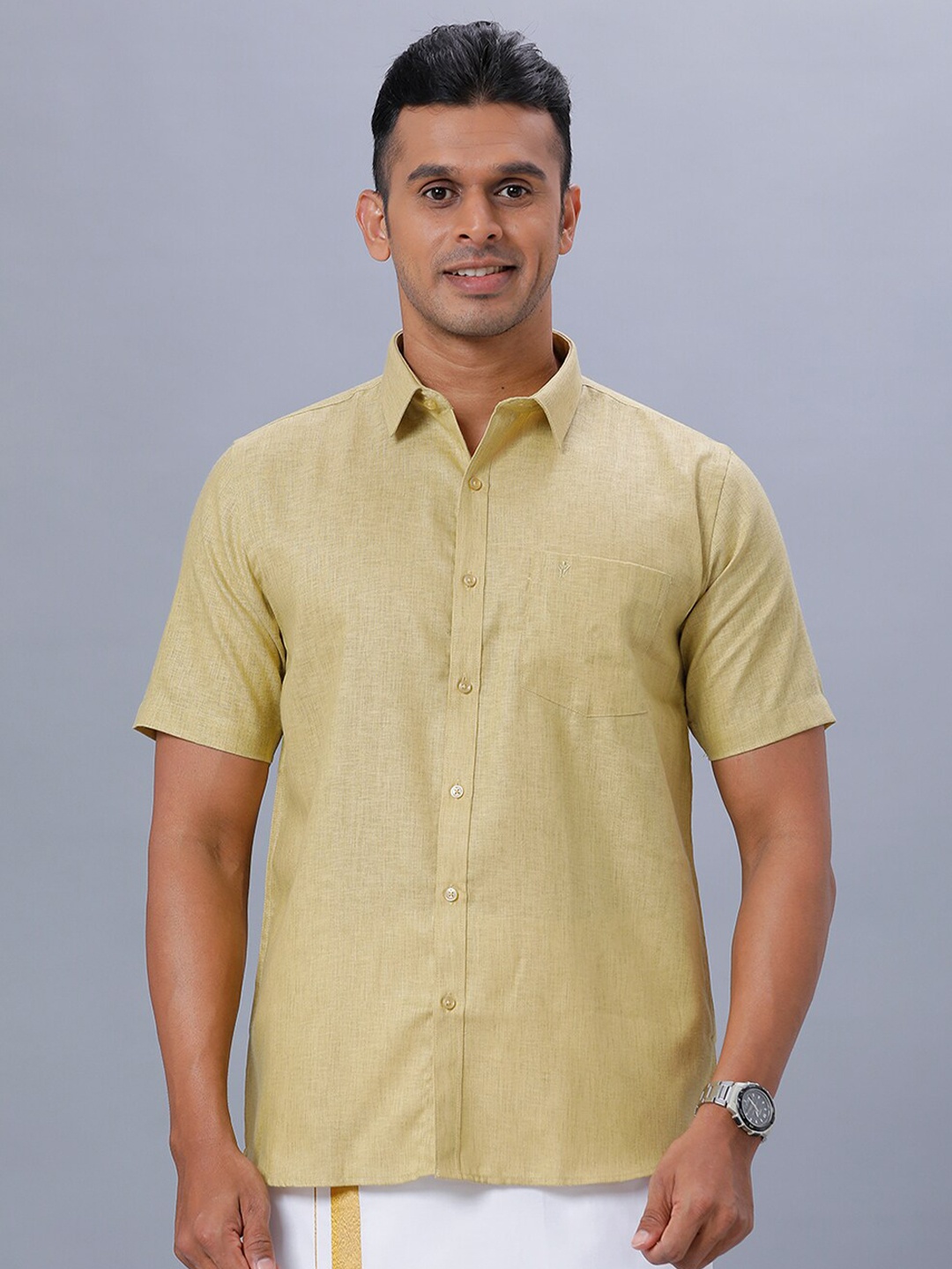 

Ramraj Spread Collar Short Sleeves Shirt, Mustard