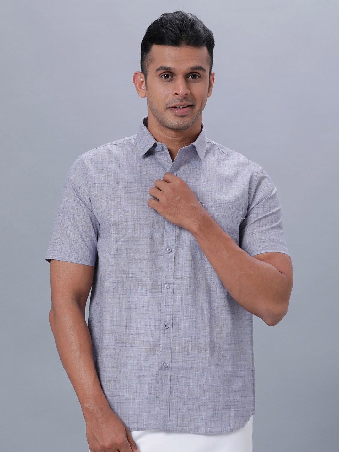 

Ramraj Spread Collar Ethnic Shirt, Blue