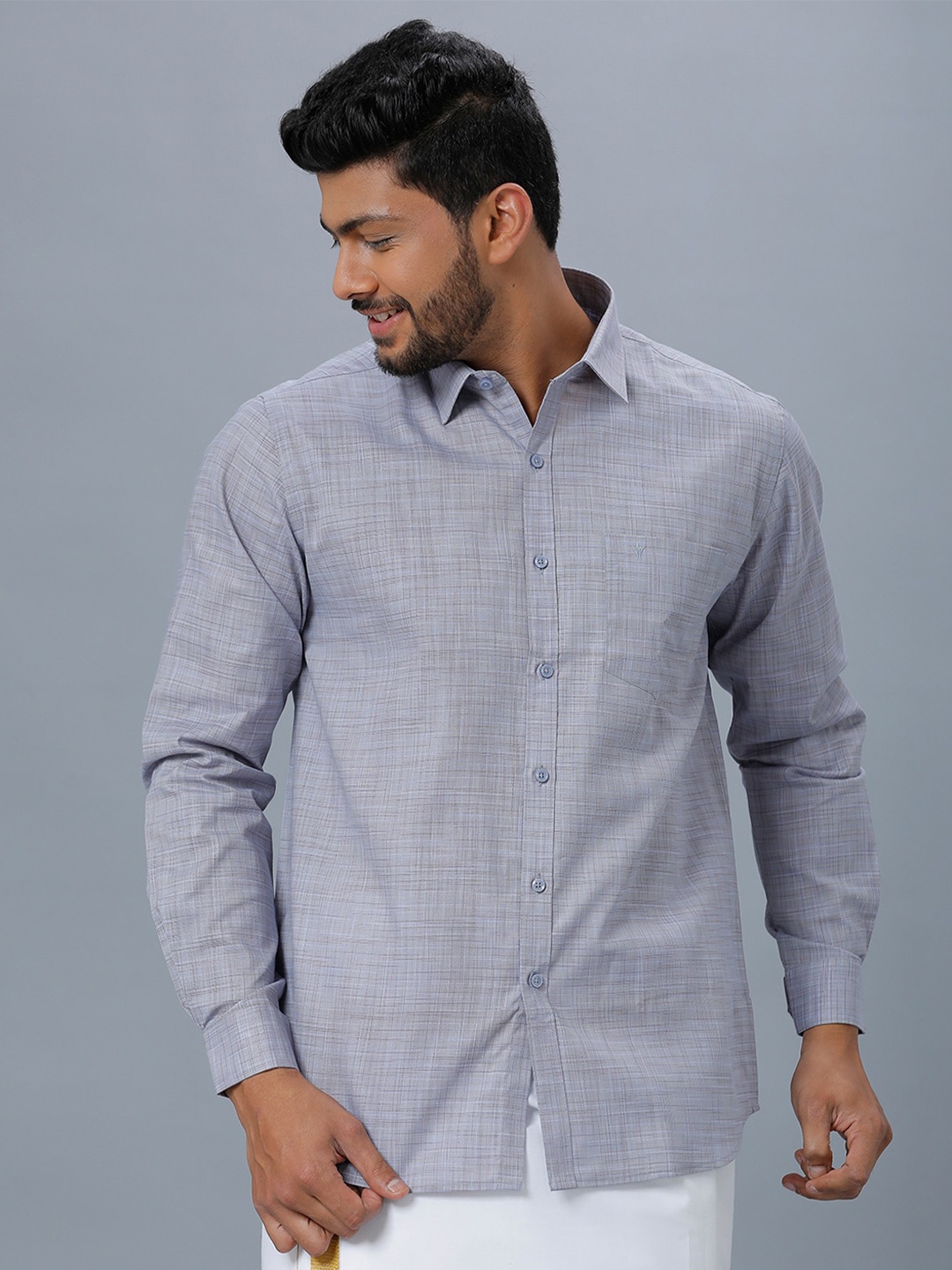 

Ramraj Spread Collar Ethnic Shirt, Blue