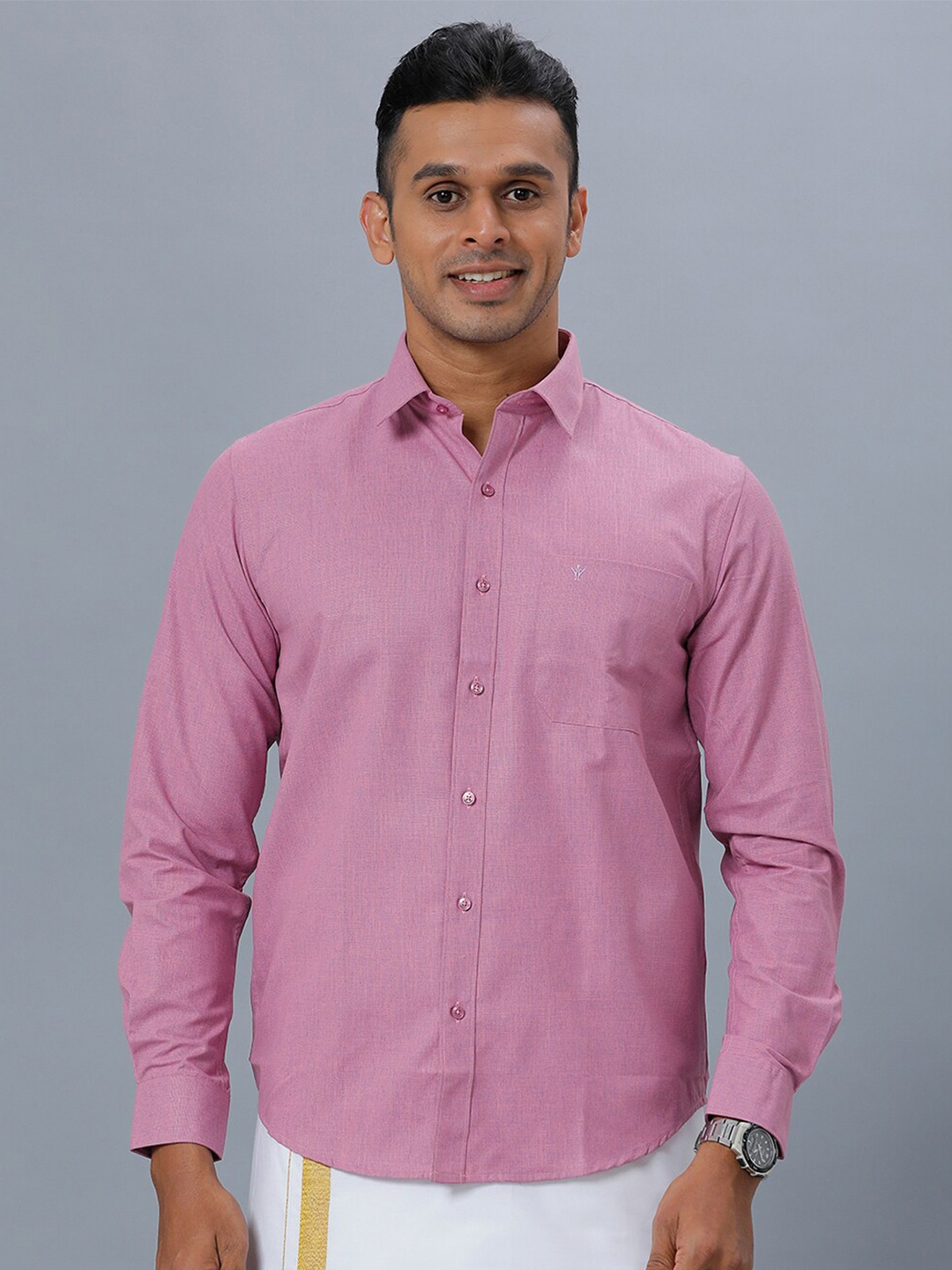 

Ramraj Spread Collar Ethnic Shirt, Purple