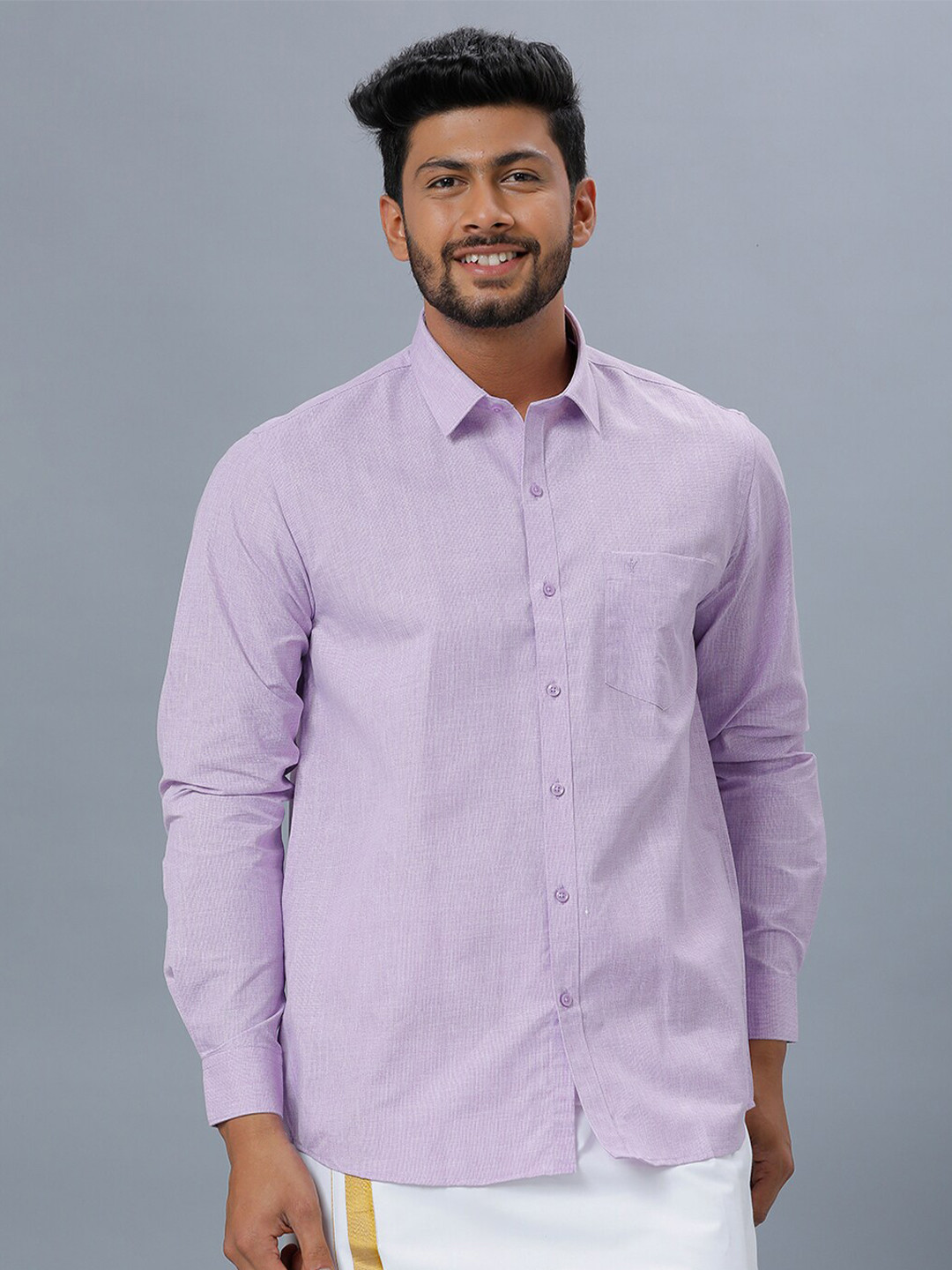 

Ramraj Spread Collar Ethnic Shirt, Purple