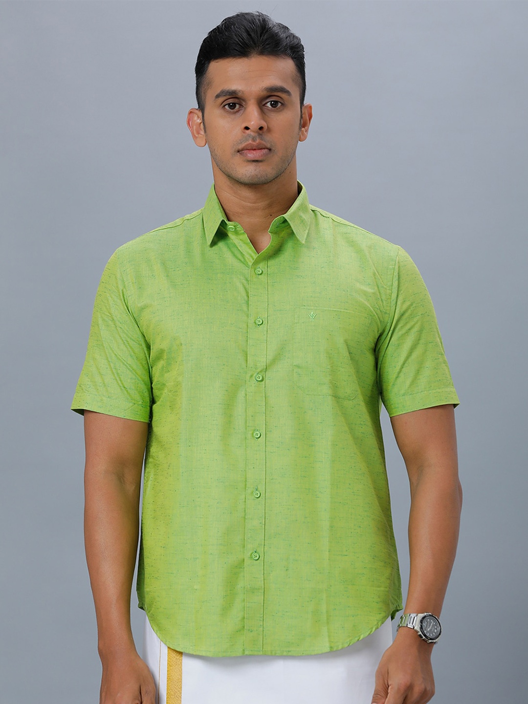 

Ramraj Spread Collar Formal Shirt, Green