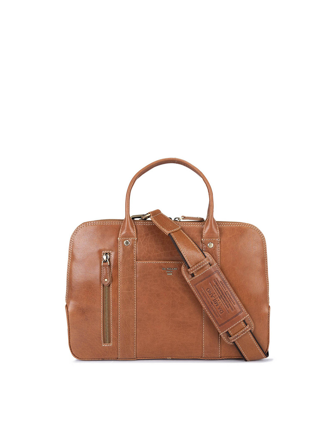 

Da Milano Solid Leather Laptop Bag, Brown