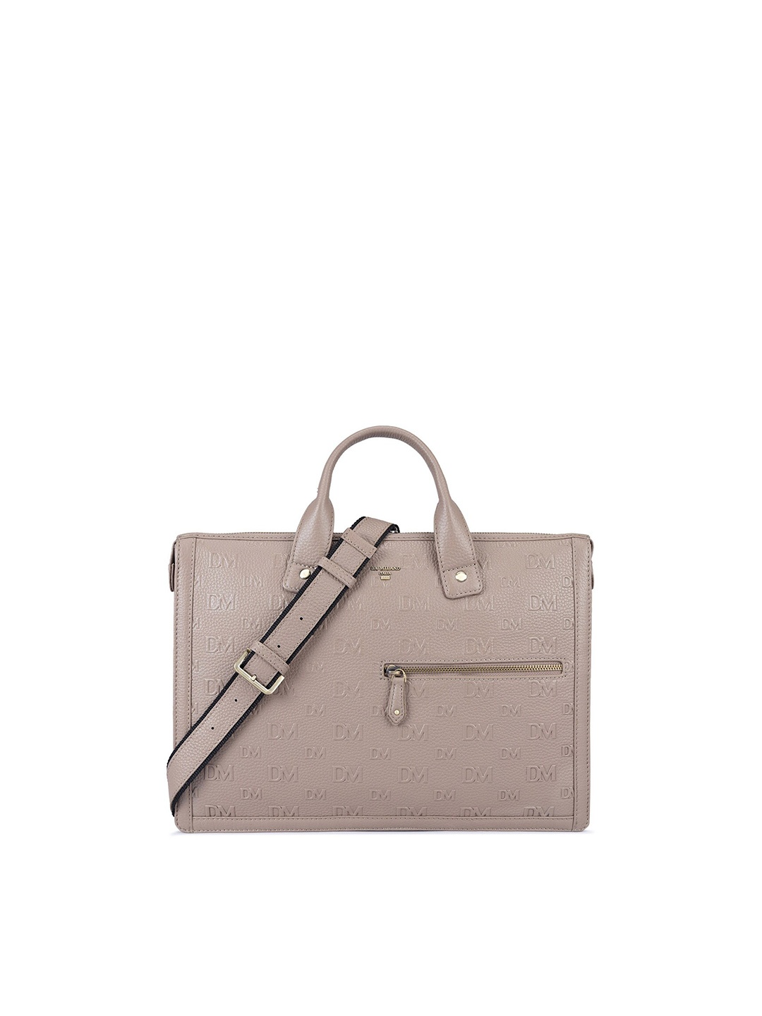 

Da Milano Textured Leather Laptop Bag, Taupe