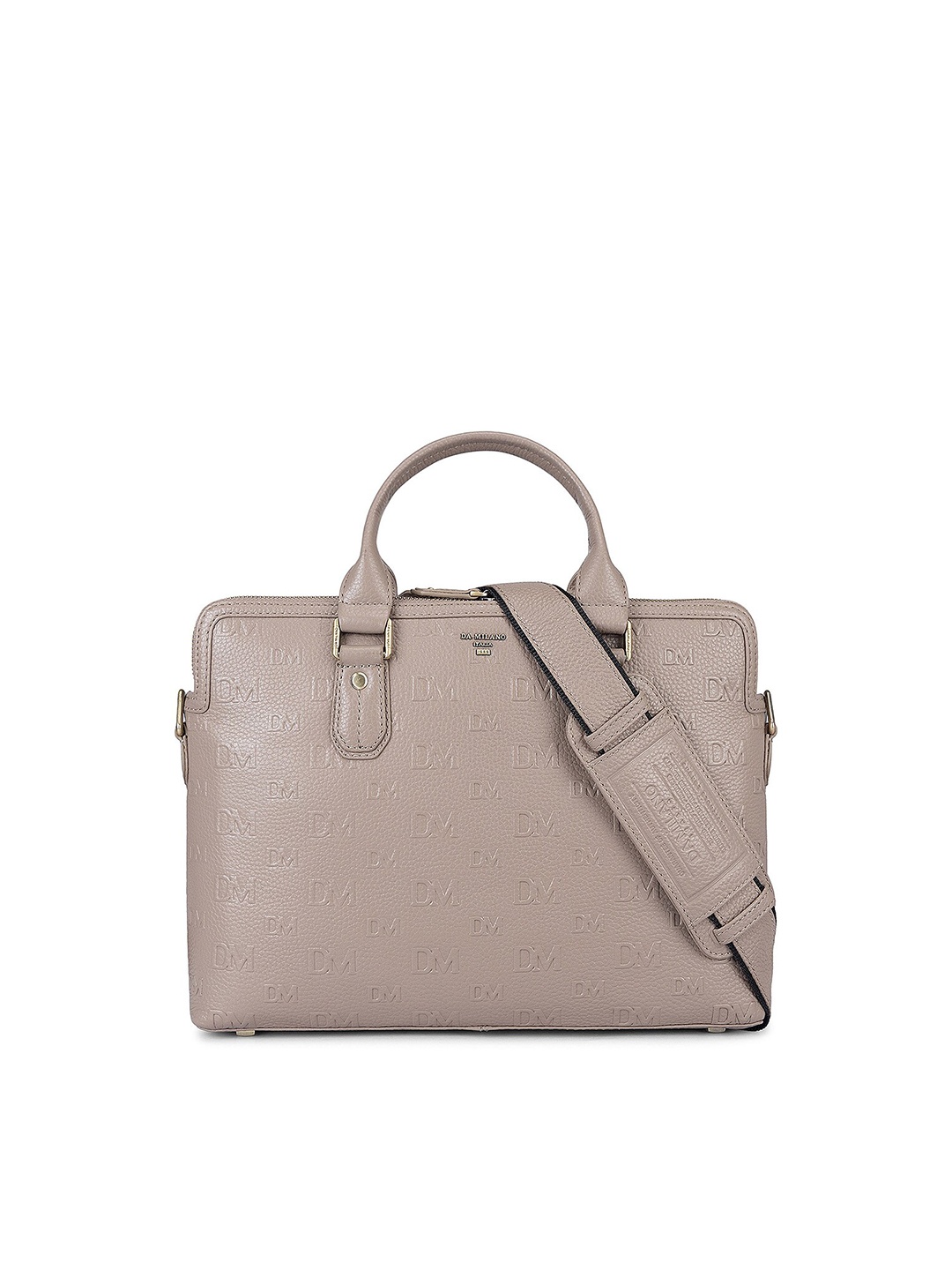 

Da Milano Textured Leather Laptop Bag, Taupe