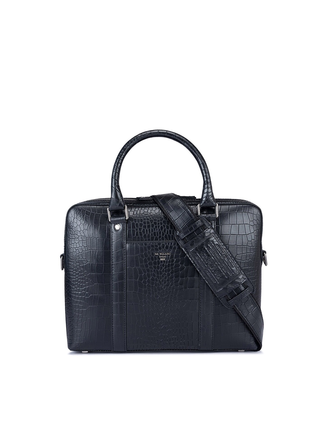 

Da Milano Textured Leather Laptop Bag, Black