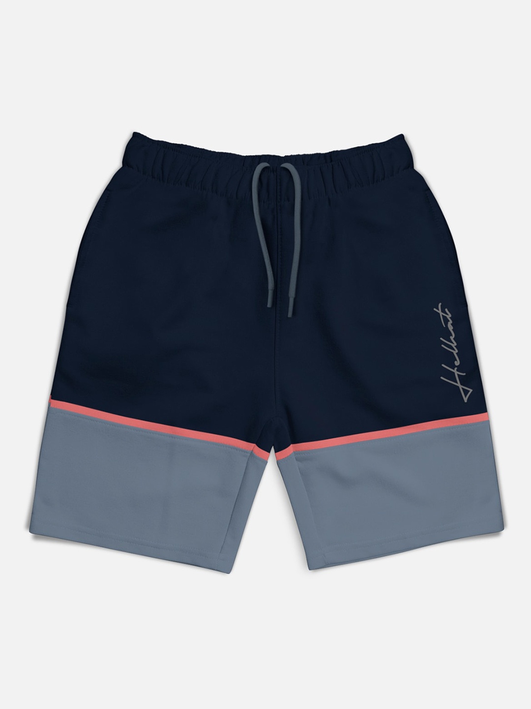 HELLCAT Boys Colourblocked Sports Shorts, Navy blue