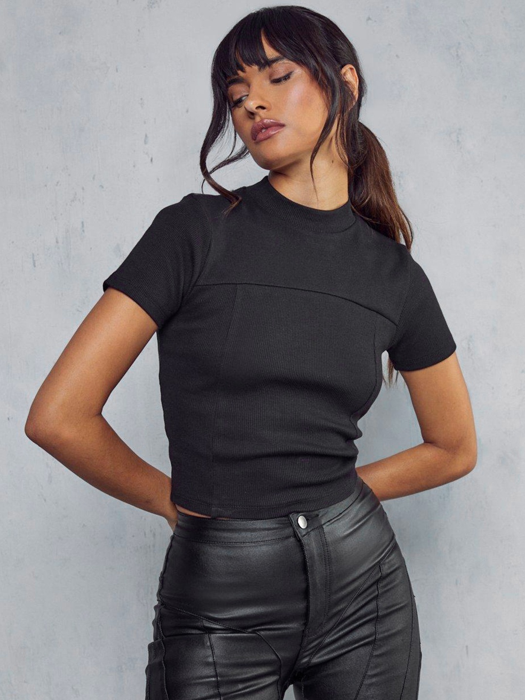 

MISSPAP Ribbed Crop Top, Black