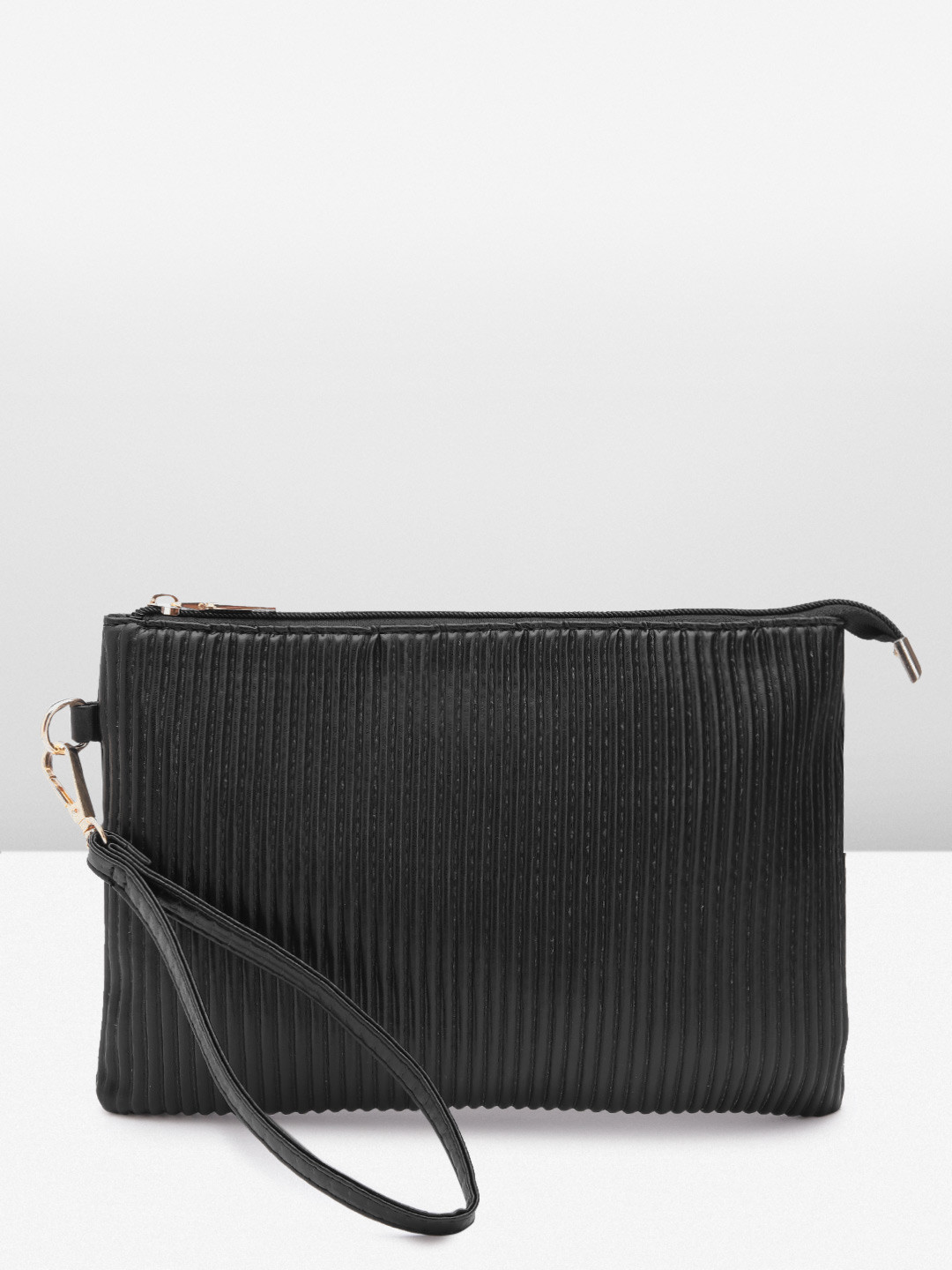 

MISSPAP Women Textured Purse With Wrist Loop, Black