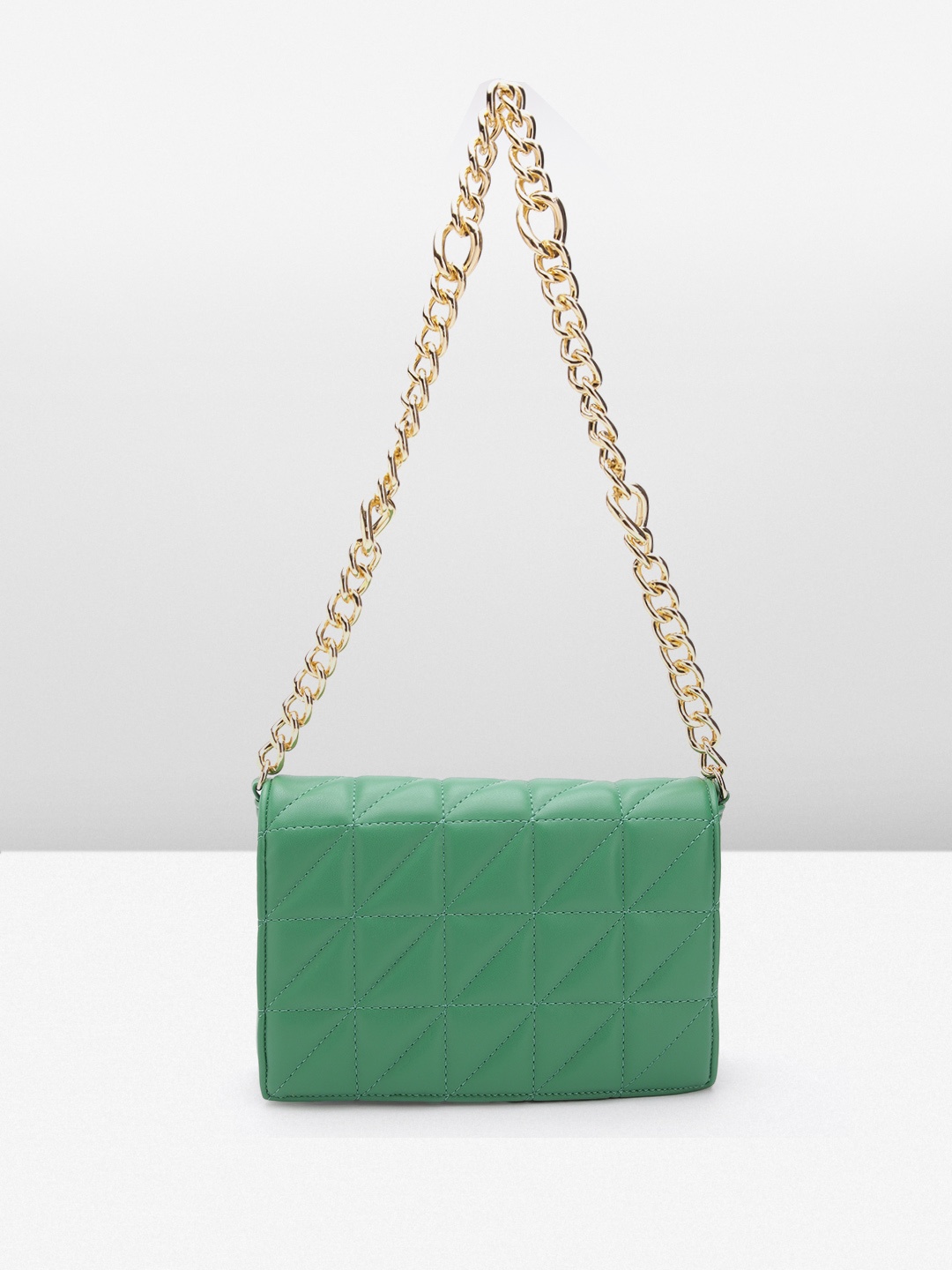 

MISSPAP Chunky Chain Quilted Shoulder Bag, Green