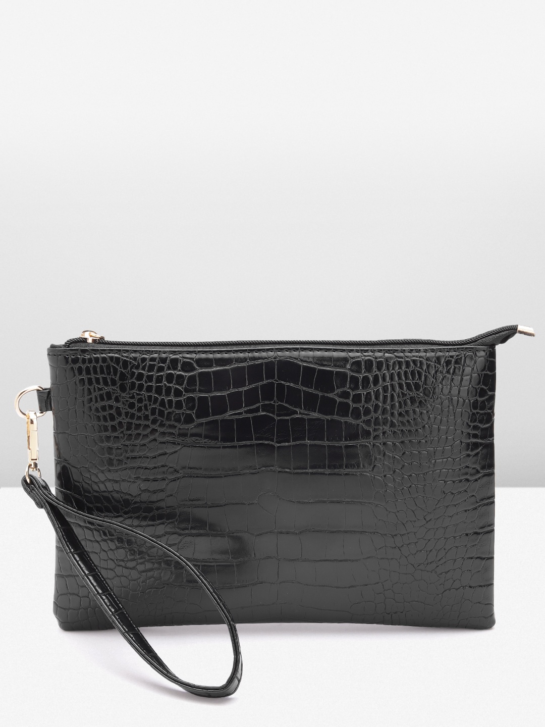 

MISSPAP Women Croc Textured Purse With Wrist Loop, Black