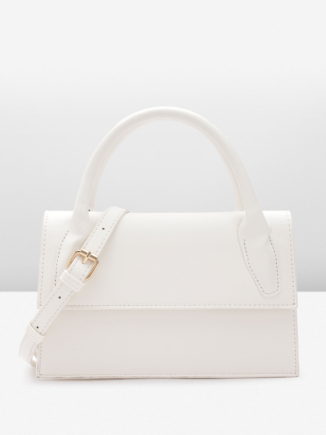 

MISSPAP Women Structured Handheld Bag, White