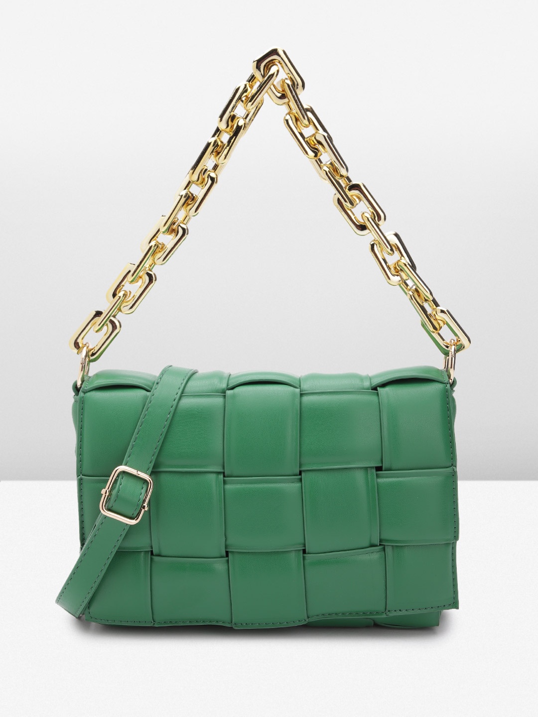 

MISSPAP Women Basket Weave Structured Shoulder Bag, Green