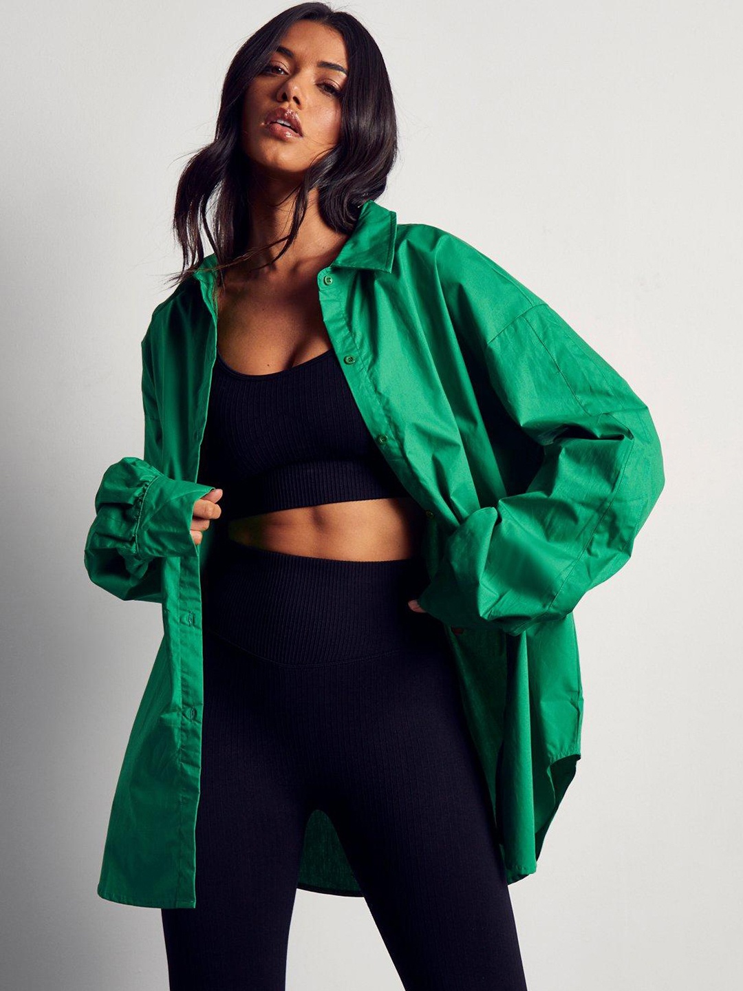 

MISSPAP Women Extreme Oversized Casual Shirt, Green