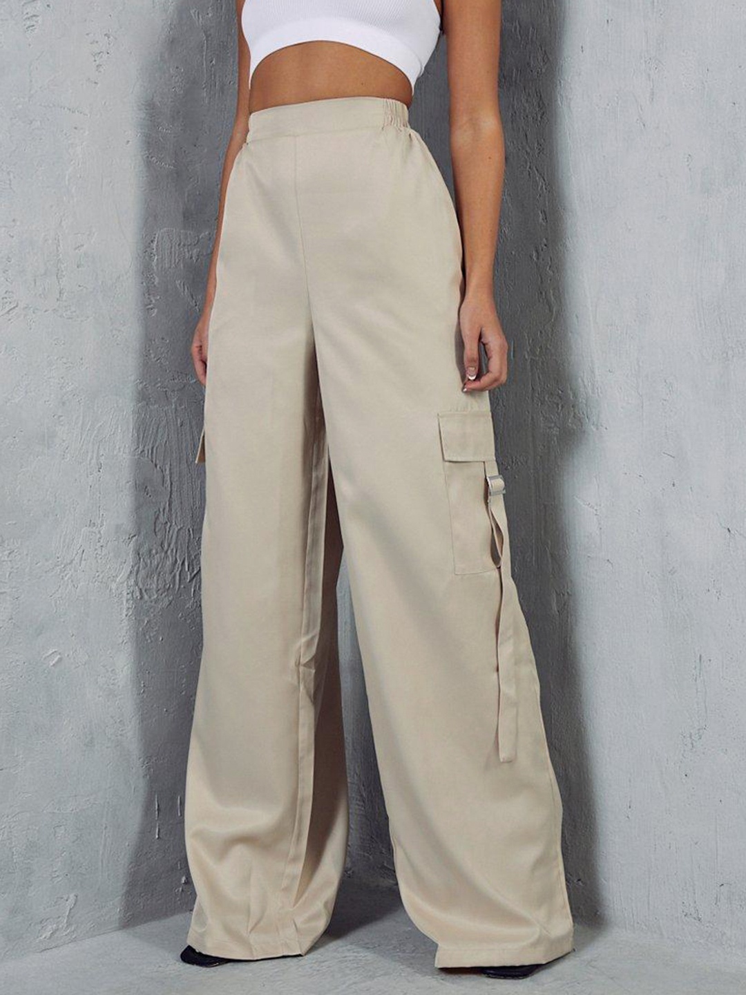 

MISSPAP Women Wide Leg Cargos, Beige