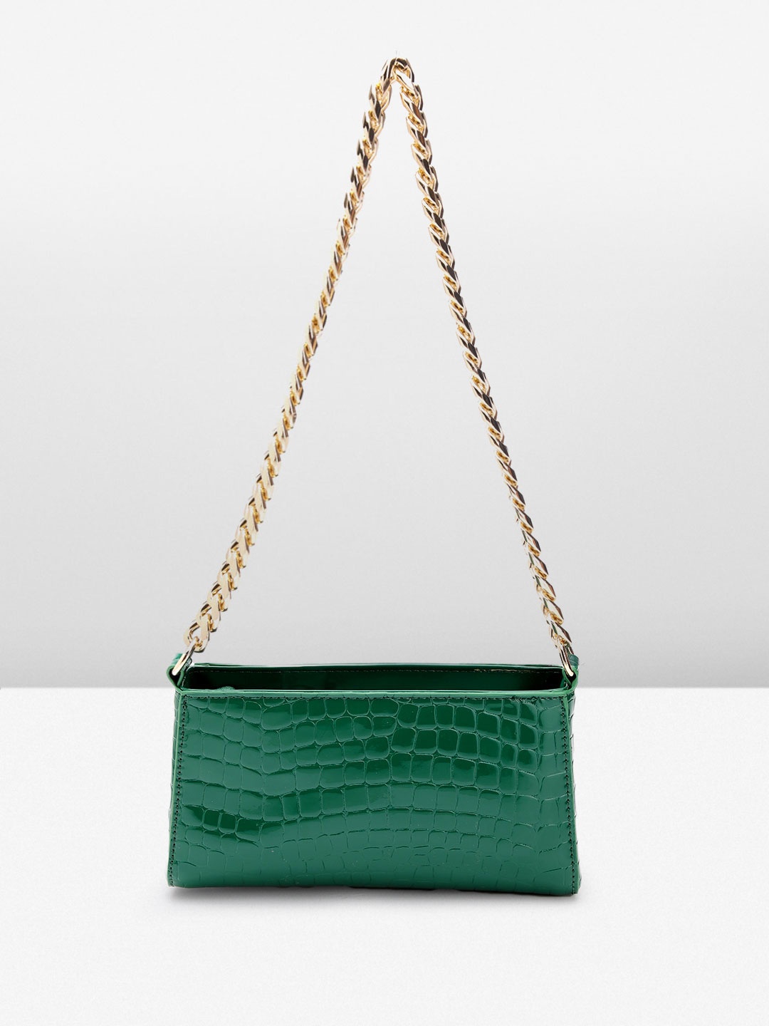 

MISSPAP Women Croc Textured Structured Shoulder Bag, Green