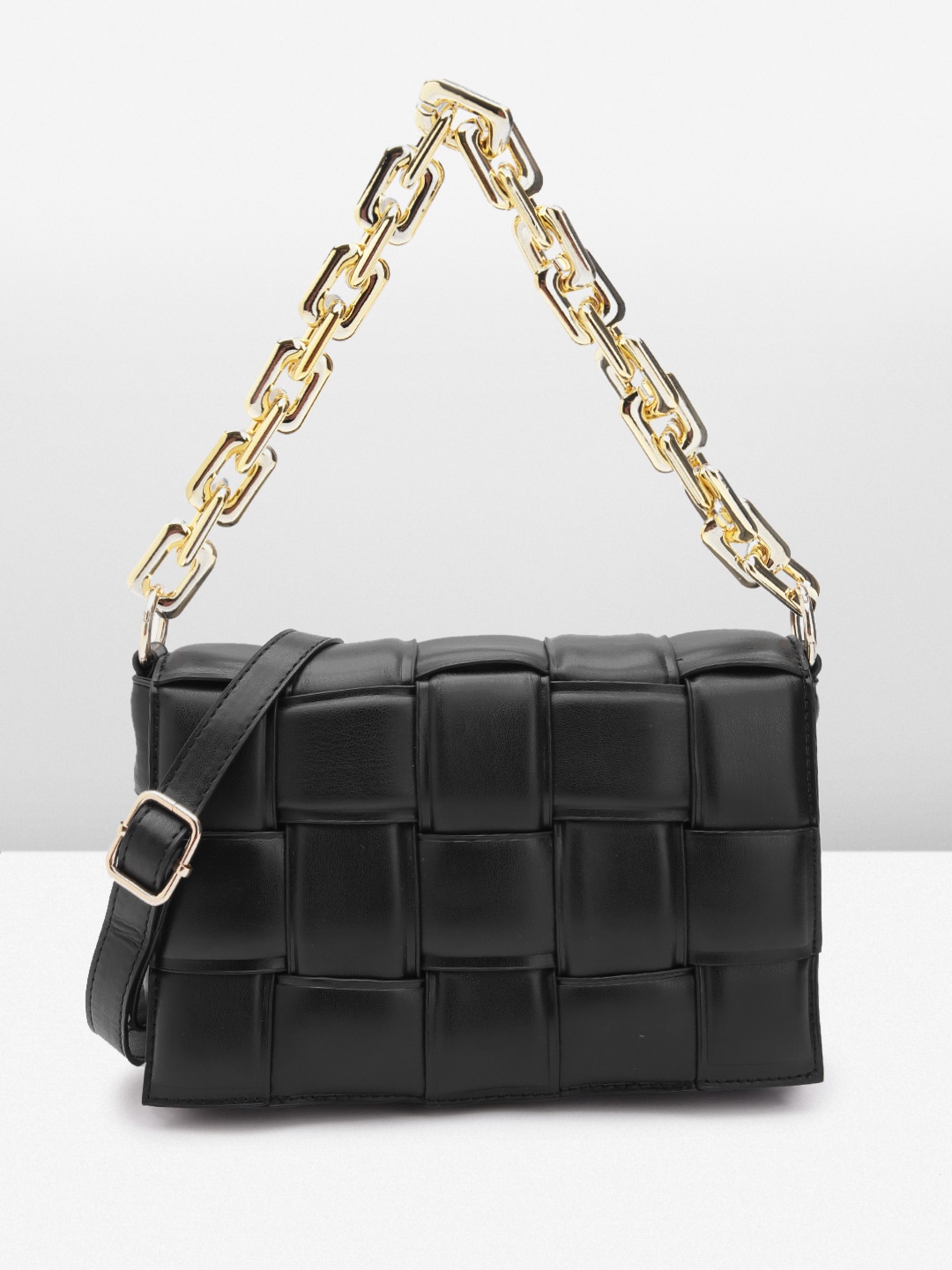

MISSPAP Women Textured Structured Shoulder Bag, Black