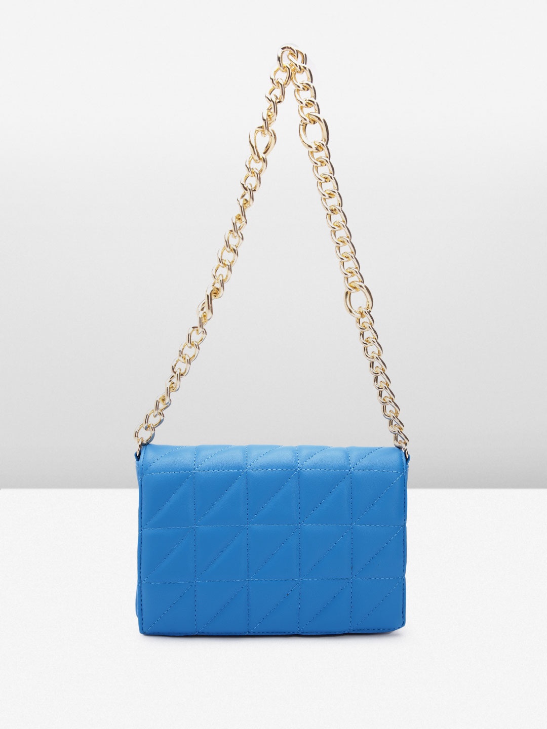 

MISSPAP Women Textured Structured Shoulder Bag With Quilted Detail, Blue