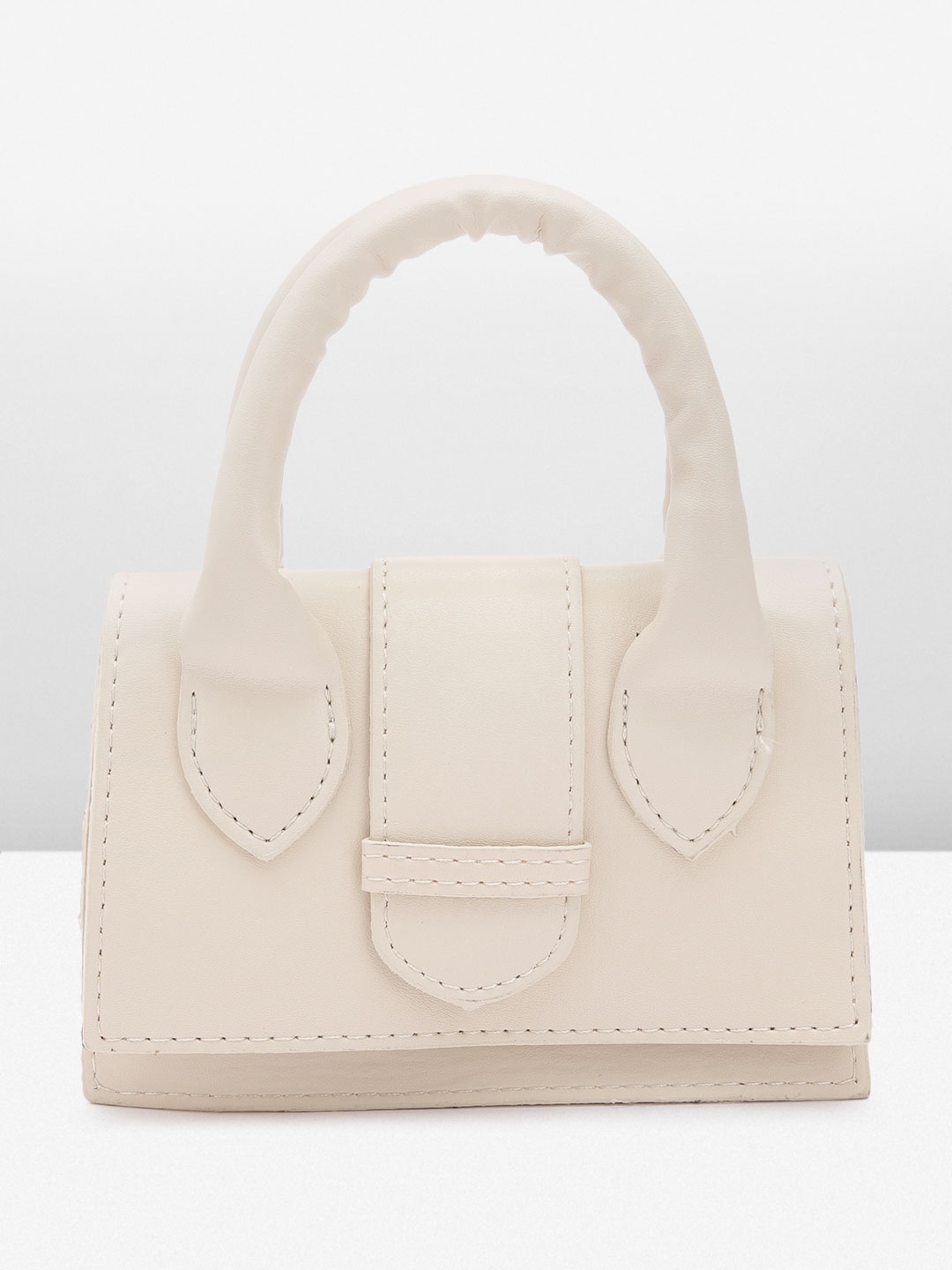 

MISSPAP Women Structured Handheld Bag, Off white