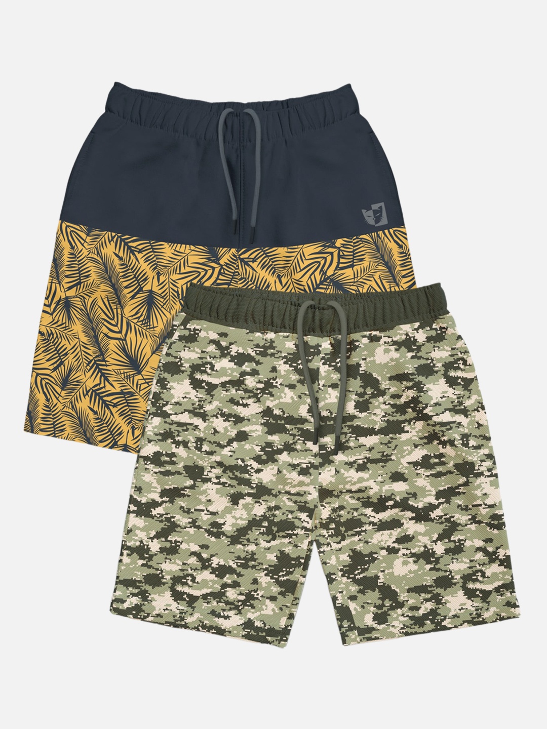 

HELLCAT Boys Pack of 2 Printed Mid-rise Shorts, Grey
