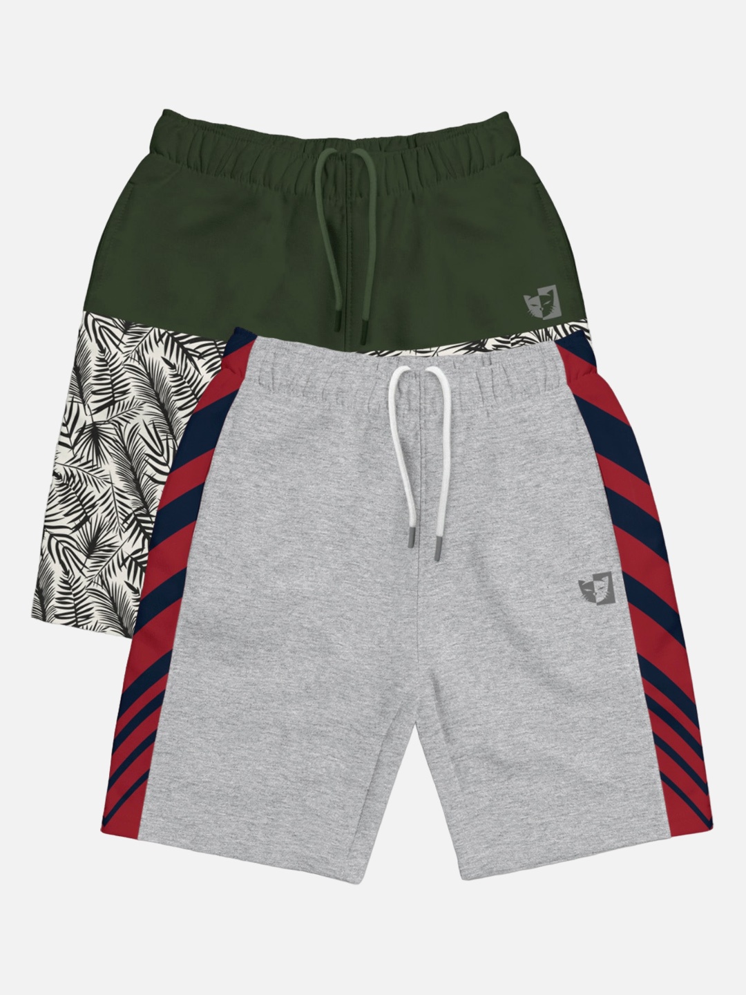 

HELLCAT Boys Pack of 2 Printed Mid-rise Shorts, Olive