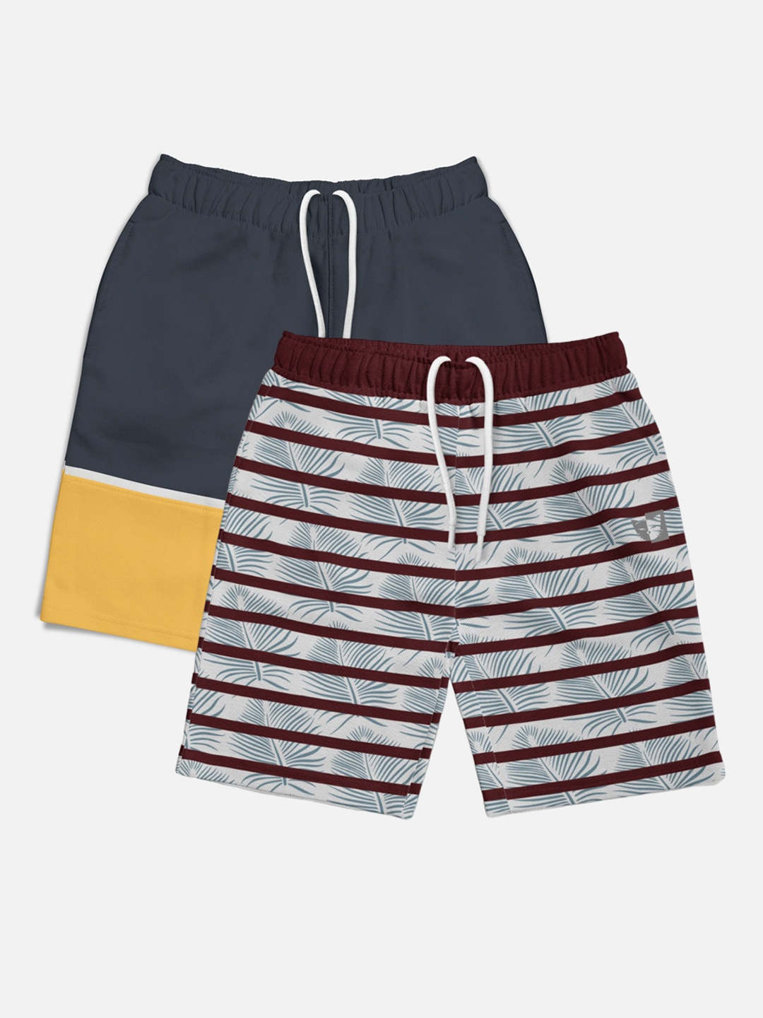

HELLCAT Boys Pack of 2 Printed Mid-rise Shorts, Grey