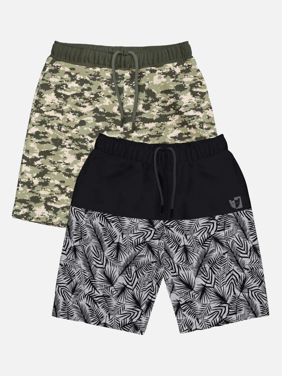 HELLCAT Boys Pack of 2 Printed Mid-rise Shorts, Black