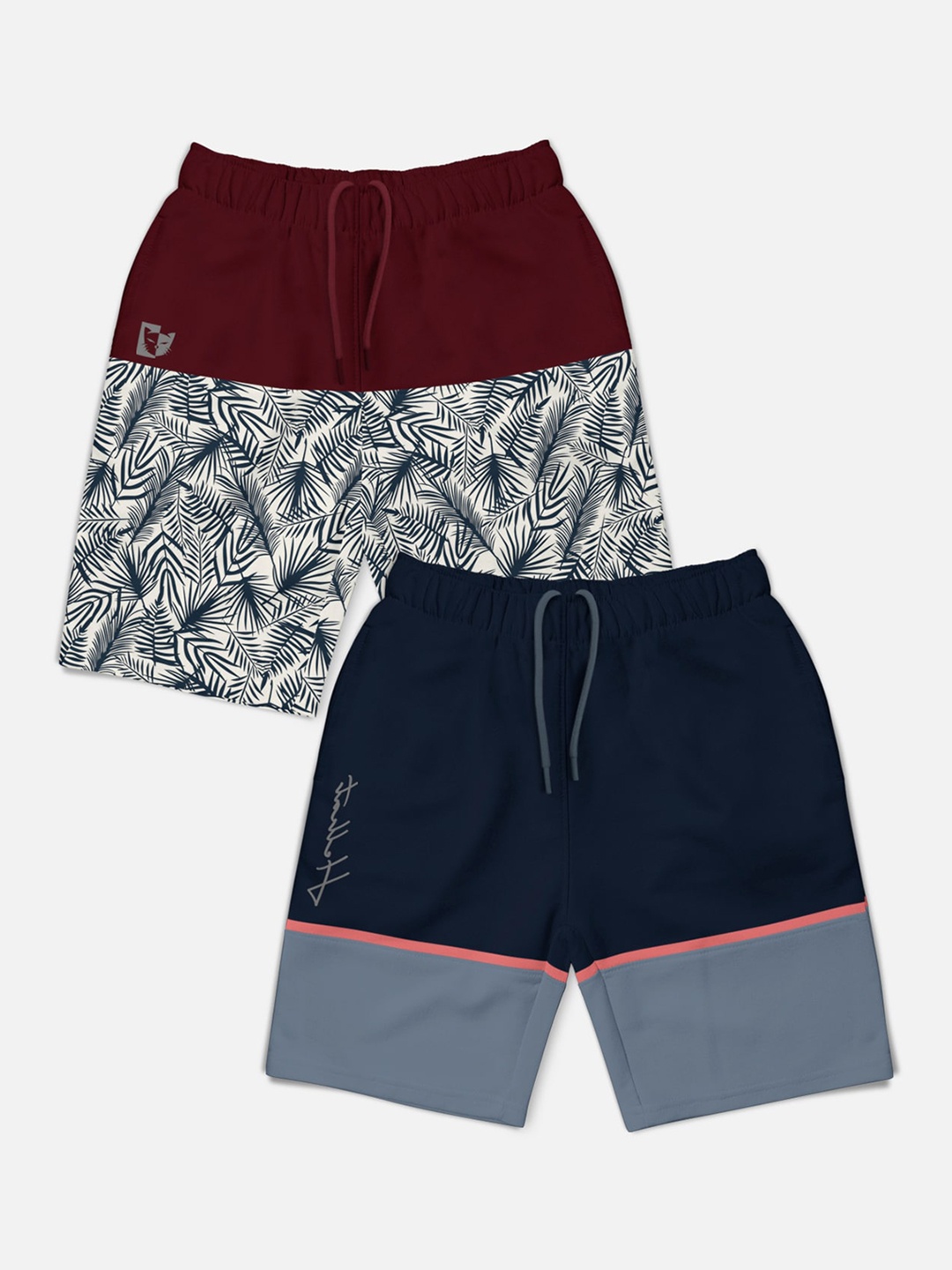 

HELLCAT Boys Pack of 2 Printed Mid-rise Shorts, Navy blue