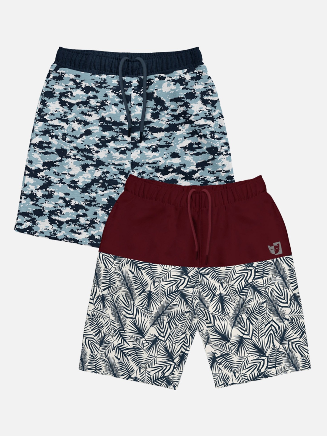 

HELLCAT Boys Pack of 2 Printed Mid-rise Shorts, Burgundy