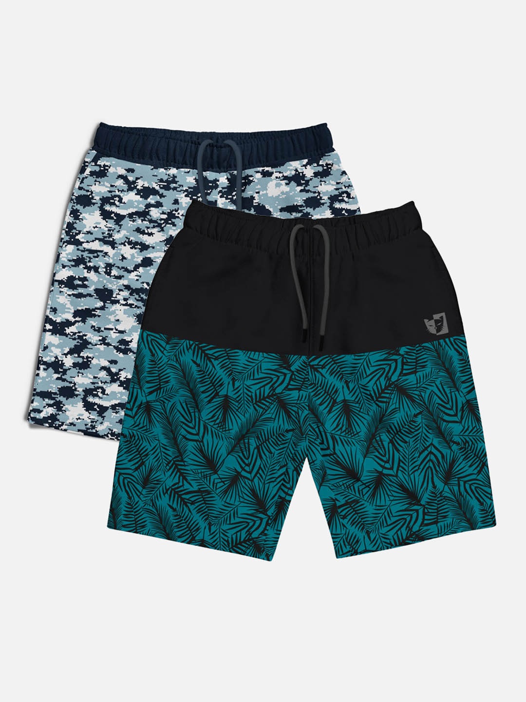 

HELLCAT Boys Pack of 2 Printed Mid-rise Shorts, Black