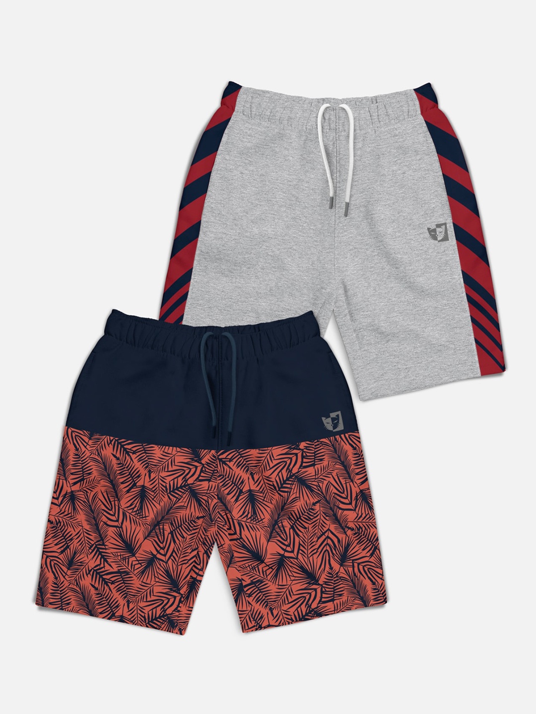 

HELLCAT Boys Pack of 2 Printed Mid-rise Shorts, Navy blue