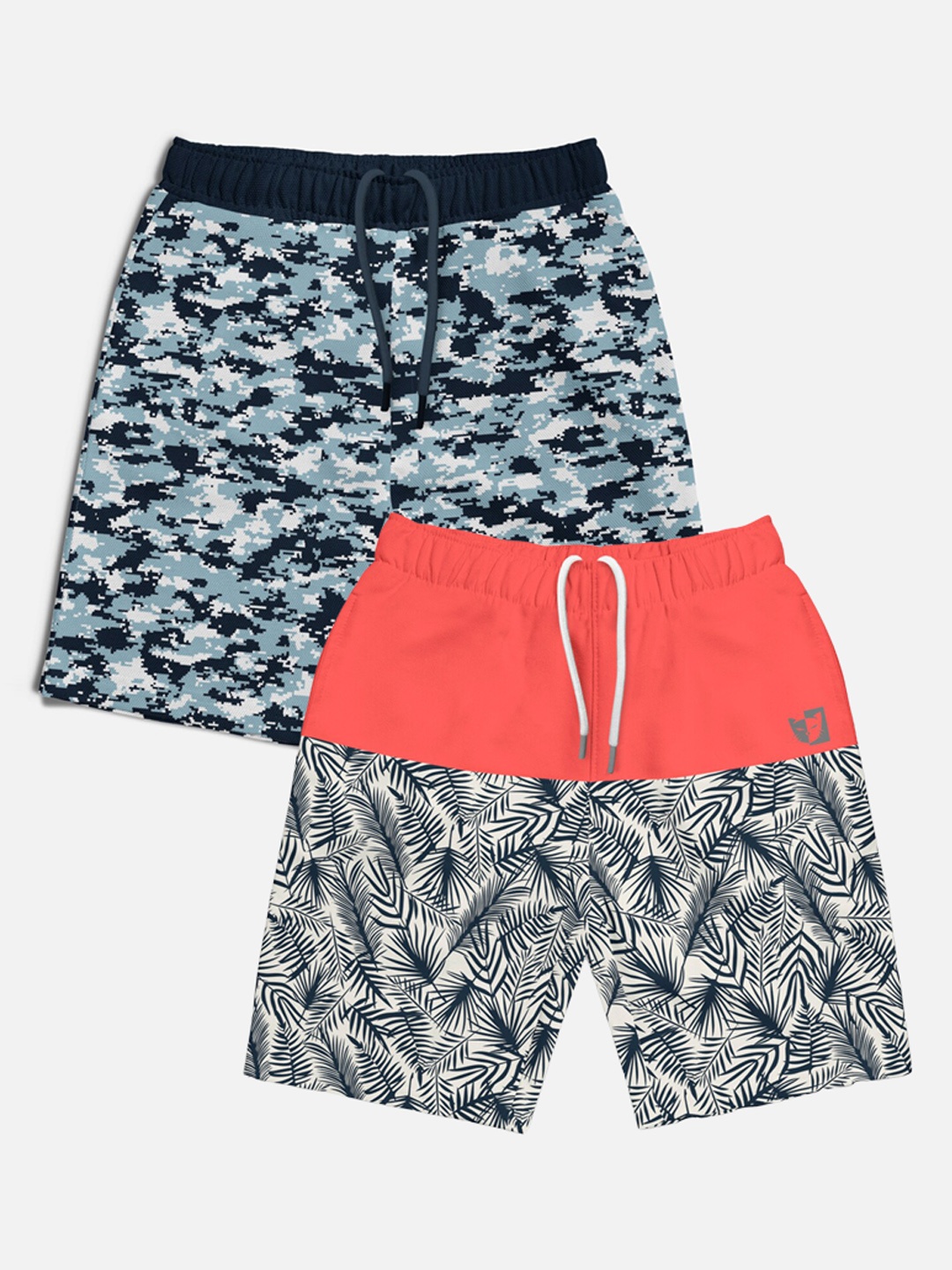 

HELLCAT Boys Pack of 2 Printed Mid-rise Shorts, Navy blue