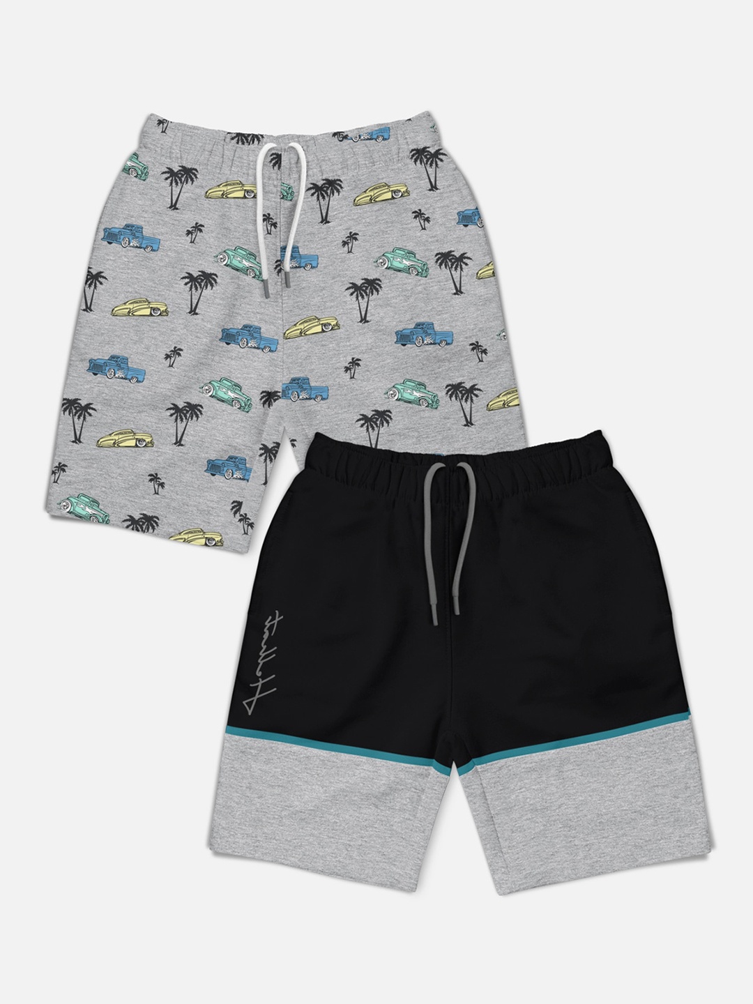 

HELLCAT Boys Pack of 2 Printed Mid-rise Shorts, Black