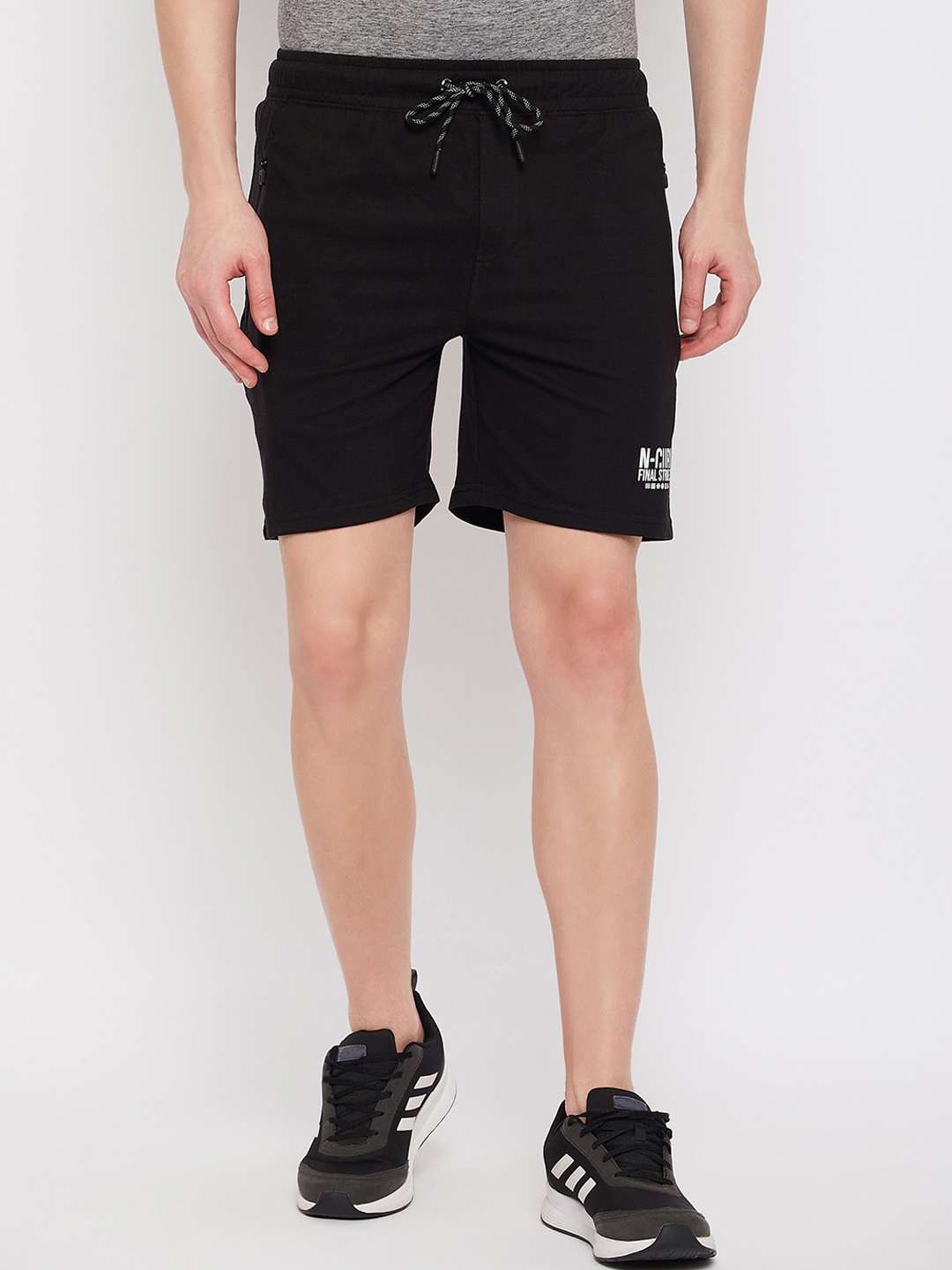LIVFREE Men Mid-Rise Regular Fit Sports Shorts, Black