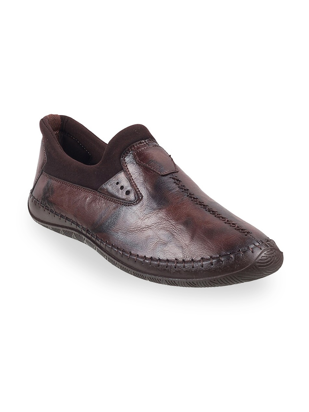 

Metro Men Textured Leather Loafers, Brown