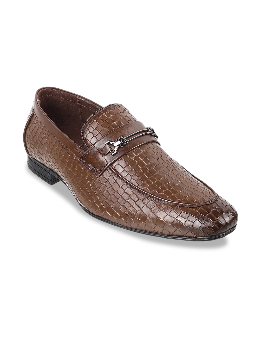 

Metro Men Textured Leather Formal Loafers, Brown