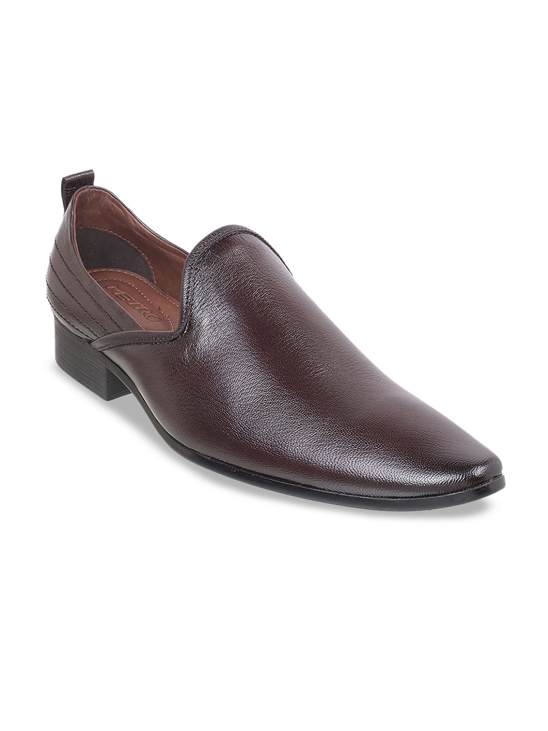 

Metro Men Textured Leather Formal Slip-On Shoes, Maroon