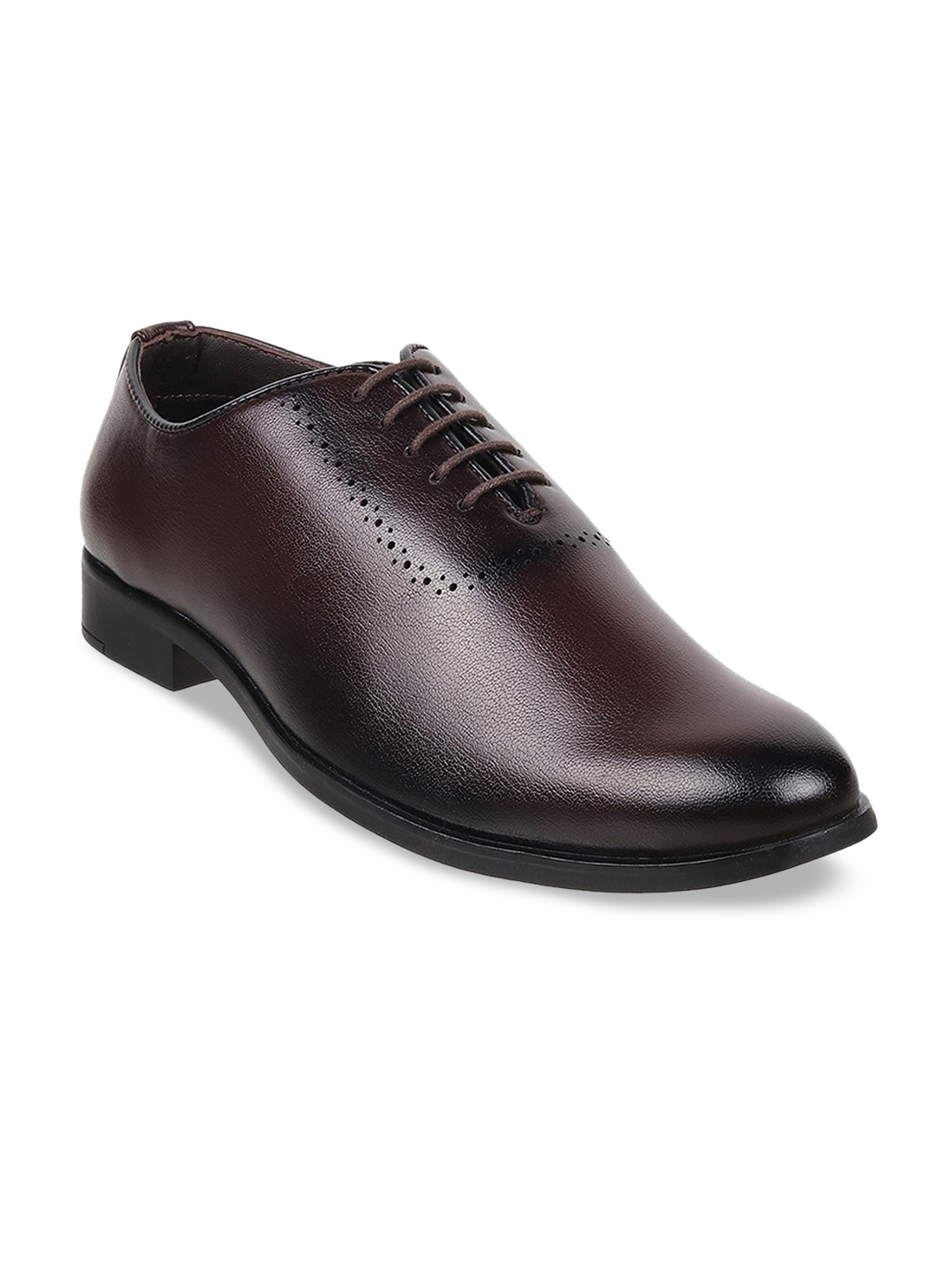 

Mochi Men Textured Leather Formal Oxfords, Brown