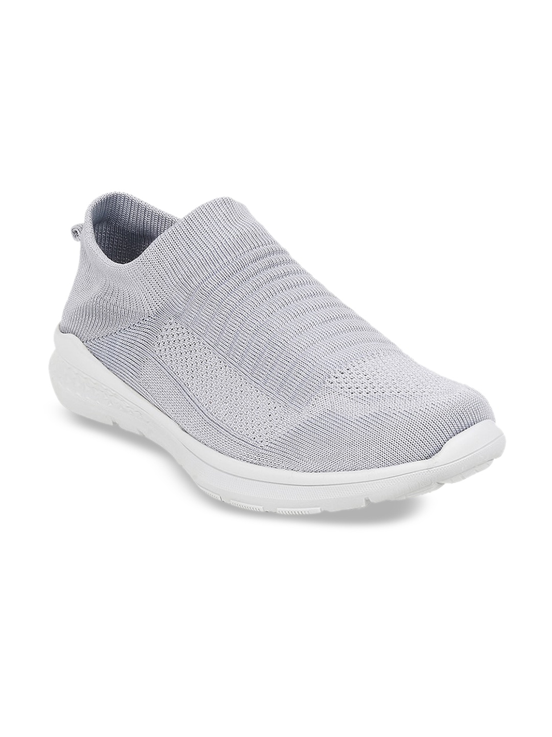 

Mochi Men Woven Design Comfort Insole Contrast Sole Slip-On Sneakers, Grey