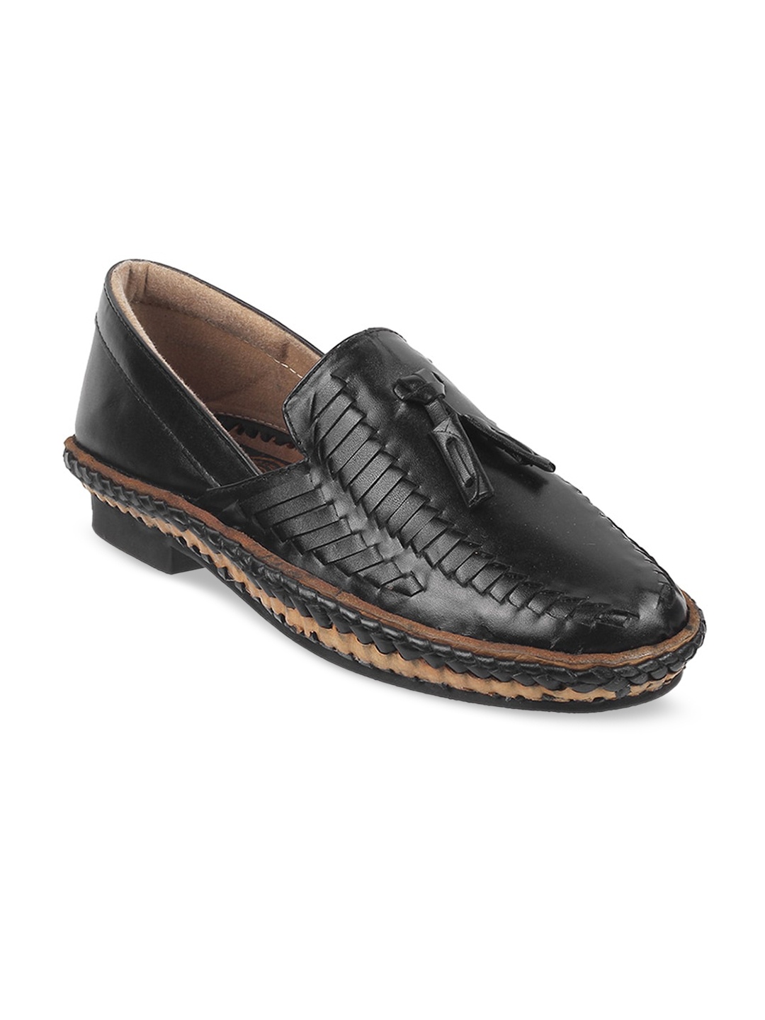 

DAVINCHI Men DAVINCHI Textured Leather Comfort Insole Tassel Loafers, Black