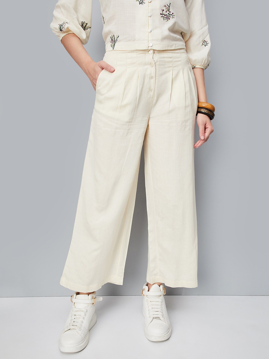 

max Women Straight Palazzos, Off white