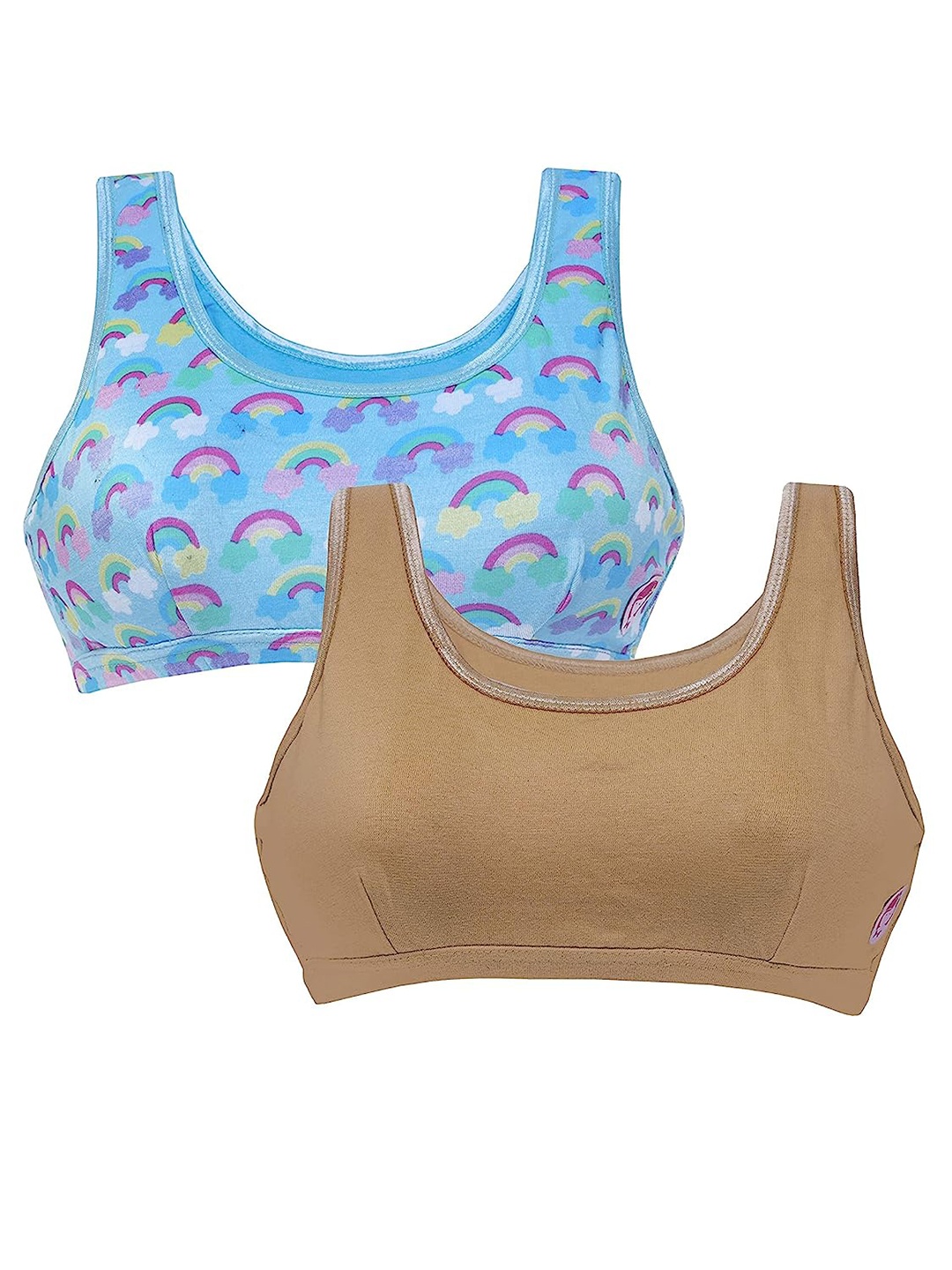 

DChica Pack of 2 Full Coverage Cotton Sports Bra, Blue