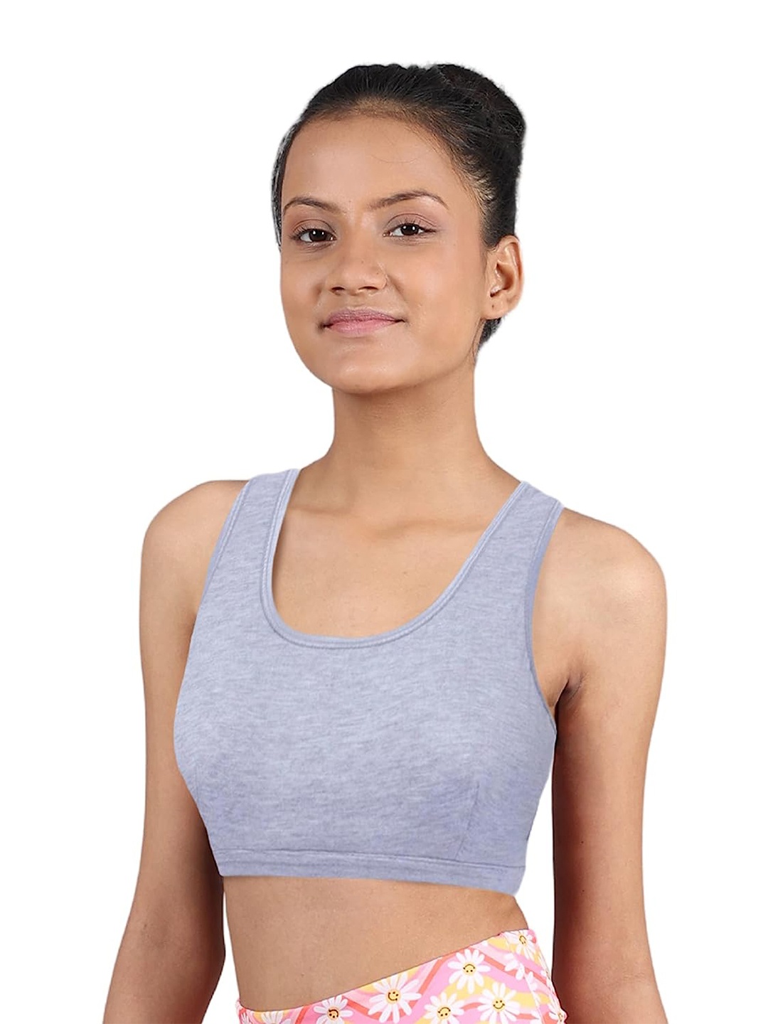 

DChica Non-Padded Full Coverage Cotton Sports Bra, Grey