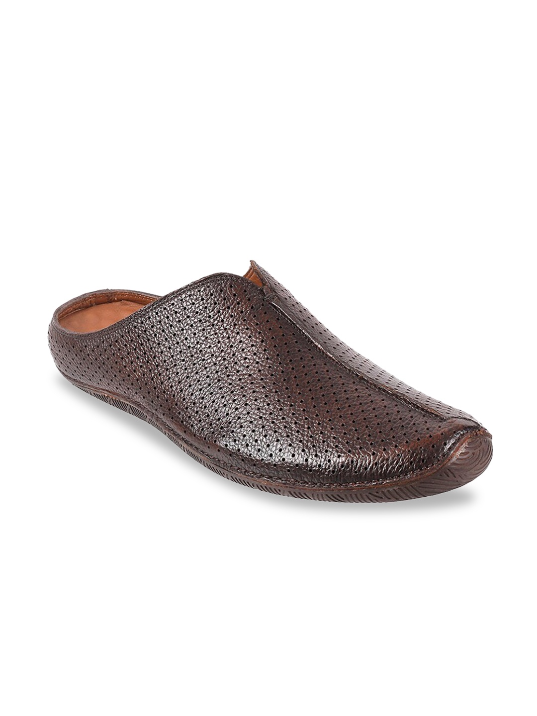 

Mochi Men Perforations Leather Mojaris, Brown