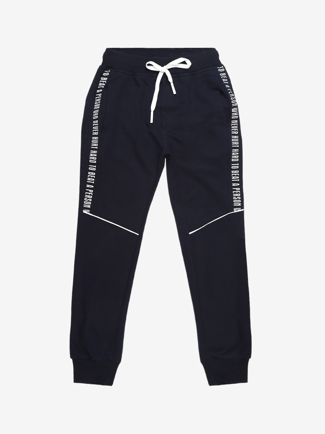

Alan Jones Boys Typography Printed Regular Fit Joggers, Navy blue