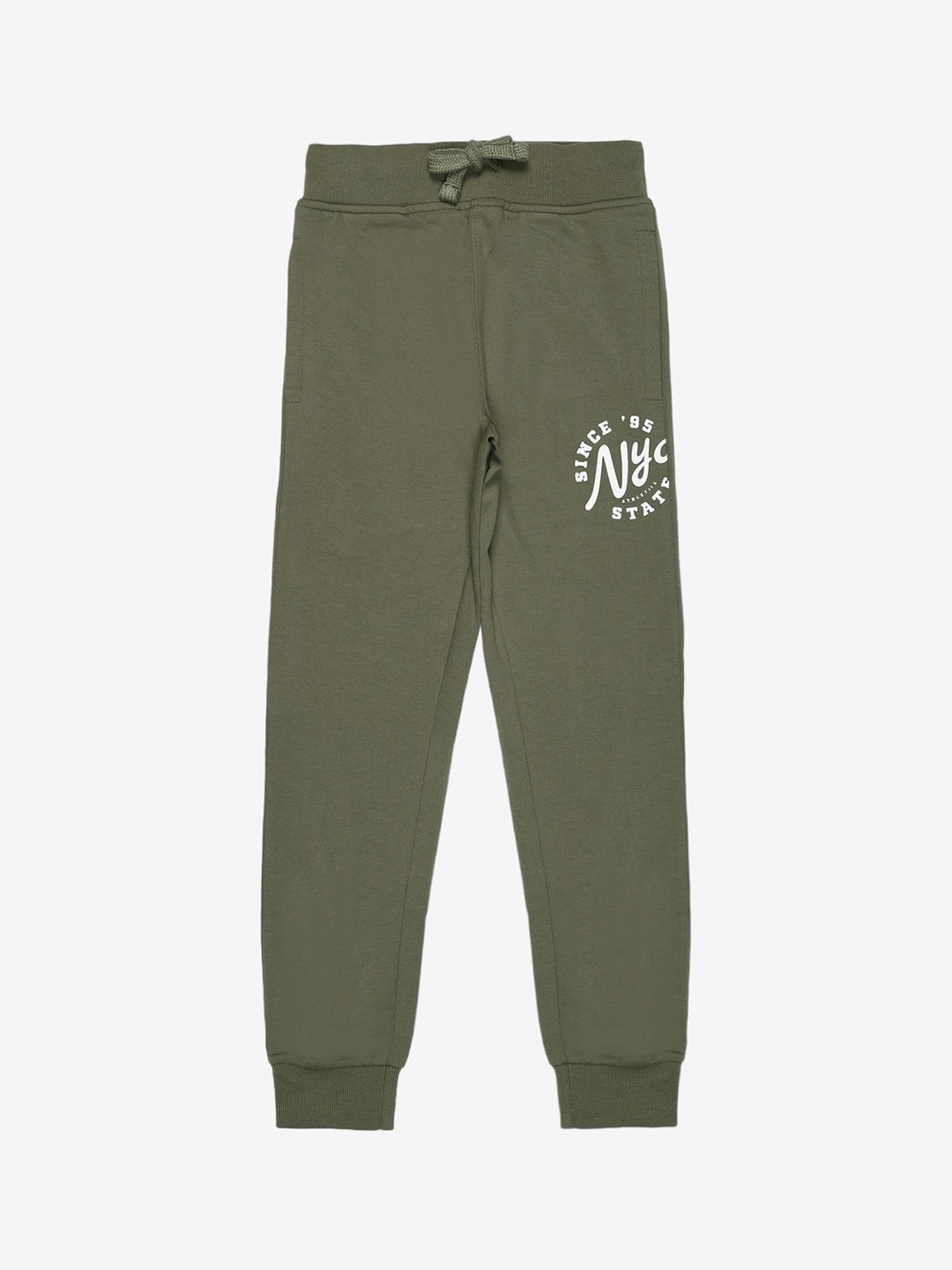 

Alan Jones Boys Typography Printed Regular Fit Joggers, Olive