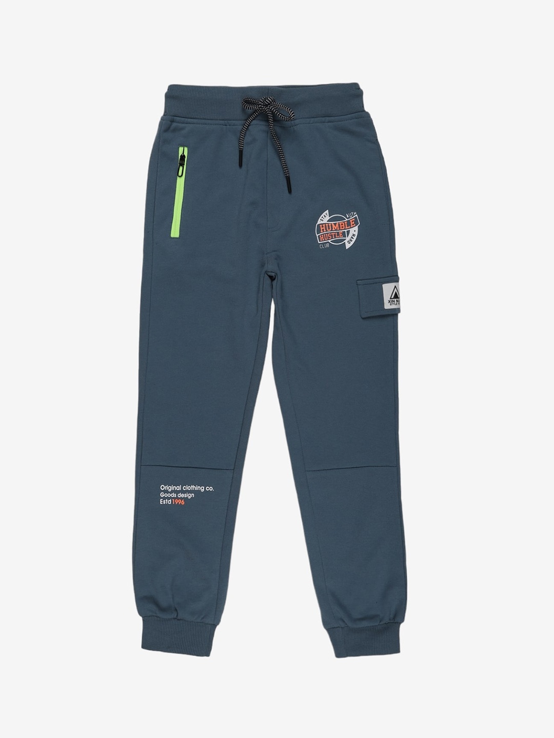 

Alan Jones Boys Typography Printed Regular Fit Joggers, Blue